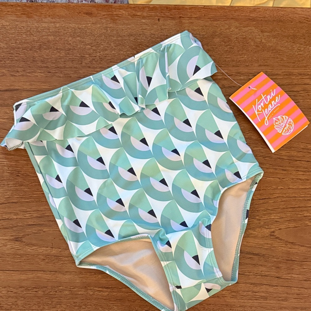 Kortni Jeane Green and Cream Bikini Bottom
